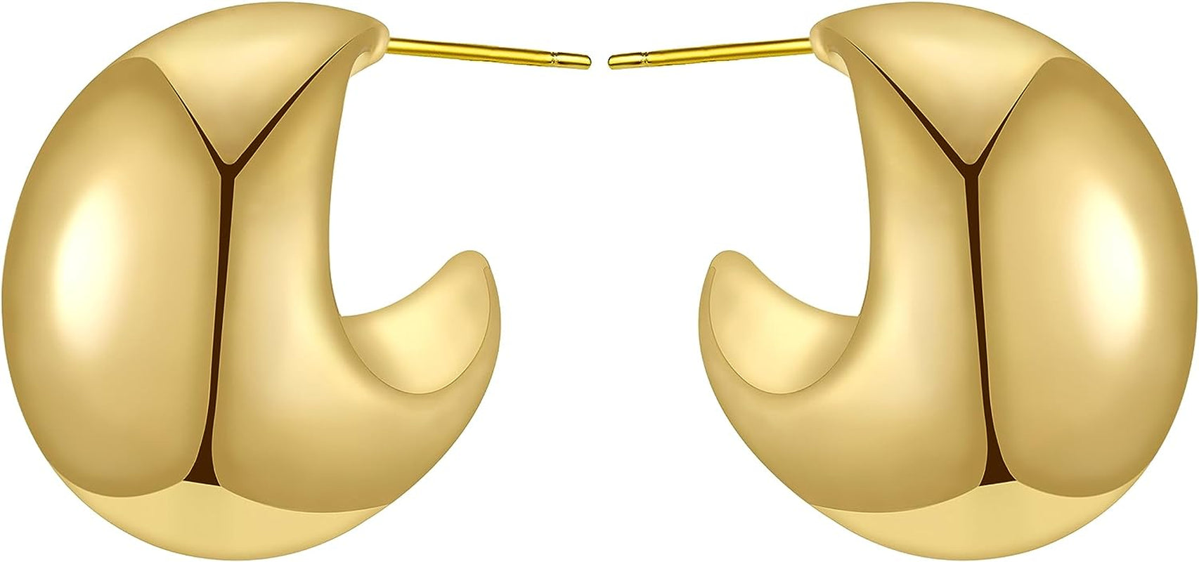 2 Pairs Earrings Dupes Chunky Gold Hoop Earrings for Women Girls,18K Gold Lightweight Hollow Open Hoops Waterdrop Teardrop Earrings Tear Drop Earrings Dupes Fashion Jewelry Gift